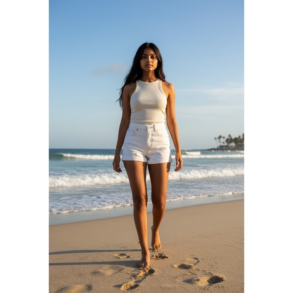 PacSun Mom Shorts White Denim Size 27 Women High Rise Cuffed